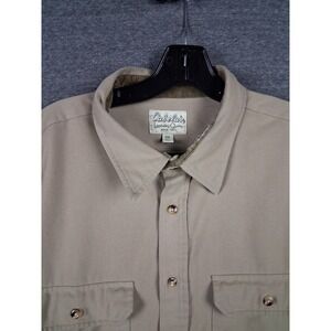 Cabelas Mens Shirt 2XL XXL Tan Button Up Camping Hiking Hunting Workwear Gorp